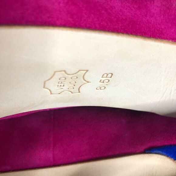 NEW Footcandy Crissy Fuchsia, Red & Blue Suede Barbiecore Y2K Platform Heels NIB - Picture 8 of 15